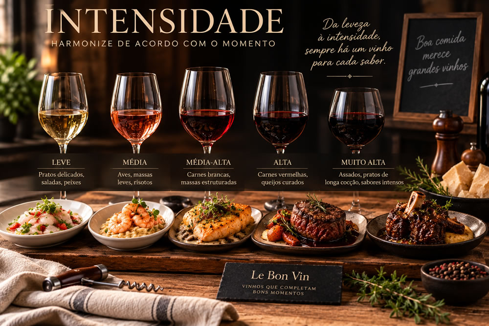 Intensidade na harmoniza��o entre vinho e gastronomia